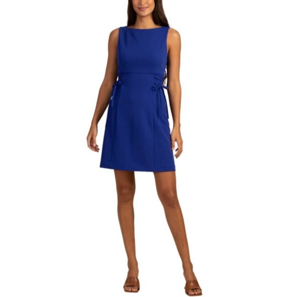 Trina Turk 'Cressida' Side-Tie Lace-Up Sleeveless Crepe Dress, Majorelle Blue - Picture 1 of 2